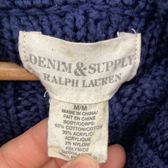 Ralph Lauren Denim & Supply Navy Cowl Neck Ribbon Embellished Sweater Med - Picture 7 of 7